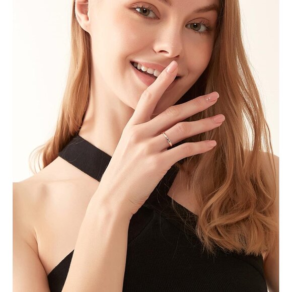 🆕 Women Gold Titanium Plain Dome High Polished Wedding Band Ring Comfort Fit - Picture 4 of 6